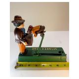 Vintage Cast Iron Mechanical "Monkey Bank" Coin Bank