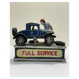 Vintage Cast Iron "Full Service" Mechanic & Car Mechanical Bank Collectible