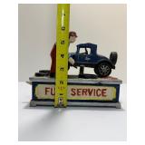 Vintage Cast Iron "Full Service" Mechanic & Car Mechanical Bank Collectible