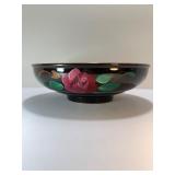 VINTAGE RED WING POTTERY HAND-PAINTED FLORAL BROWN GLAZE MIXING BOWL INCised Mark