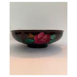 VINTAGE RED WING POTTERY HAND-PAINTED FLORAL BROWN GLAZE MIXING BOWL INCised Mark