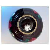 VINTAGE RED WING POTTERY HAND-PAINTED FLORAL BROWN GLAZE MIXING BOWL INCised Mark