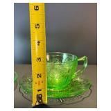 Vintage Uranium Vaseline Green Depression Glass Lot: Hazel-Atlas 