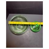 StyleVintage Uranium (Vaseline) Green Depression Glass Mixing Bowl & Lidded Dish Set - Glows Bright Under Black Light
