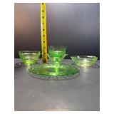 Vibrant Vintage URANIUM/Vaseline Glass 5-Piece Lot: Glows Bright Green under UV Light! (Depression Era)