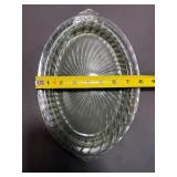 Vintage Uranium Green Depression Glass Swirl Pattern Platter & Bowl Set - Glows UV!