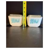 VINTAGE PYREX AMISH BUTTERPRINT Refrigerator Dishes Set RARE Turquoise White 501 502 503