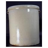 Rare Antique 8 Gallon Red Wing Union Stoneware Crock w/ Bail Handles & Large Wing Logo.