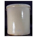 Rare Antique 8 Gallon Red Wing Union Stoneware Crock w/ Bail Handles & Large Wing Logo.