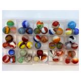 Estate Find: Huge Lot of 50+ Vintage Glass Marbles (Akro Agate, Peltier, Marble King styles) - Swirls, Cat