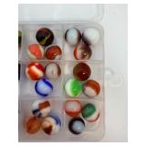 Vintage 1930s-1970s Mixed Lot of 30+ Machine-Made Glass Marbles (Vitro Agate, Marble King, Peltier.