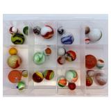 RARE VINTAGE Glass Marble Collection of Akro Agate, Peltier, Vitro Swirls, Corkscrews, Patches, & More!