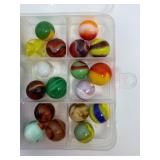 Vintage Mixed Lot of Machine-Made Glass Marbles: Akro Agate, Jabo Classics, Peltier-Style Rainbos, and Marble King Swirls.
