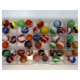 Large Lot of Vintage Machine-Made Glass Marbles - Akro Agate, Marble King, Peltier Style Swirls & Patches