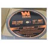 WEN BL1280 12-Inch 80-Tooth Fine-Finish Professional Woodworking Saw Blade for Miter Saws and Table Saws