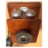 FR - Antique Minnesota Electric Wall Telephone Wood and Metal