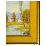 FR - Signed Original Landscape Oil Painting in Gold Frame