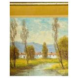 FR - Signed Original Landscape Oil Painting in Gold Frame
