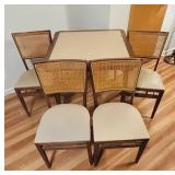 FR - Mid-Century Dining Table with 4 Cane-Back Chairs