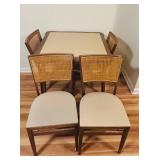 FR - Mid-Century Dining Table with 4 Cane-Back Chairs