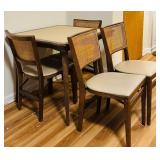 FR - Mid-Century Dining Table with 4 Cane-Back Chairs