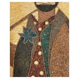 FR - Framed Vintage Crushed Stone Mosaic Art Clown Portrait