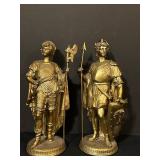 FR - Pair of 10 Inch Vintage Gold-Tone Roman Warrior Statues