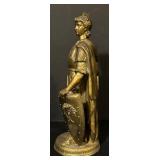FR - Pair of 10 Inch Vintage Gold-Tone Roman Warrior Statues