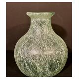 FR - 9 Inch Tall Crackle Glass Vase with Frosted Finish