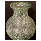 FR - 9 Inch Tall Crackle Glass Vase with Frosted Finish