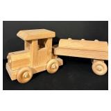 FR - Set of 3 Handmade Wooden Toy Vehicles: Plane, Tanker Truck and Delivery Van