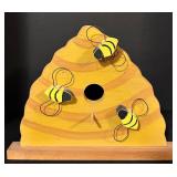 FR - Handcrafted Bee-Themed Wood Birdhouse and Wall Art Set