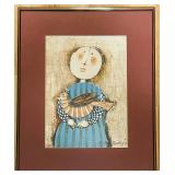FR - "Child with Bird" Framed Art Print by Graciela Rodo Boulanger