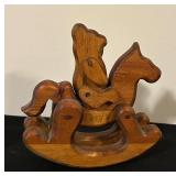 FR - Set of 4 Handcrafted Wooden Toys Including Trucks and Rocking Horses