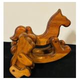 FR - Set of 4 Handcrafted Wooden Toys Including Trucks and Rocking Horses