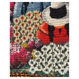 FR - Peruvian Handwoven Wool and Cotton Wall Tapestry with Floral and Village Scene