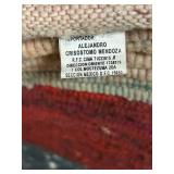 FR - Peruvian Handwoven Wool and Cotton Wall Tapestry with Floral and Village Scene