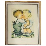 FR - Framed Vintage Print "The Stolen Kiss" Vintage Style Art