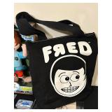 FR - Fred-Themed Collectibles Set Including Plush, Cards, Book, Tote, and Memorabilia