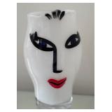 K - Kosta Boda Face Vase - Hand-Painted - Signed