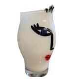 K - Kosta Boda Face Vase - Hand-Painted - Signed