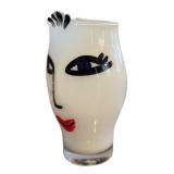 K - Kosta Boda Face Vase - Hand-Painted - Signed