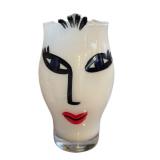K - Kosta Boda Face Vase - Hand-Painted - Signed