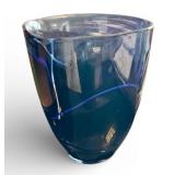 Kosta Boda Glass Vase Indigo Swirl - Swedish Art Glass Vase