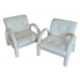 LR - Vintage Directional Lounge Chairs - Vintage Cream Upholstery (Lot of 2)