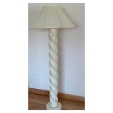 LR - Floor Lamp - Twisted Cream Column With Pleated Shade