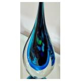 K - Vintage Murano Style Sommerso Teardrop Art Glass Sculpture