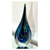 K - Vintage Murano Style Sommerso Teardrop Art Glass Sculpture