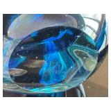 K - Vintage Murano Style Sommerso Teardrop Art Glass Sculpture