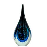 K - Vintage Murano Style Sommerso Teardrop Art Glass Sculpture